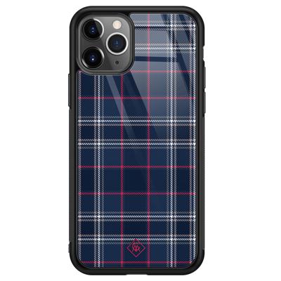 iPhone 11 Pro Max glazen hardcase - Tartan blauw
