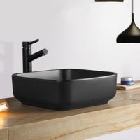 Opbouw Waskom Boss & Wessing Premium 40x40x14 cm Keramiek Zwart Aqua Splash - thumbnail