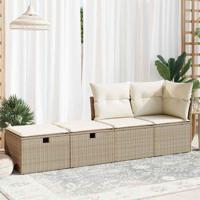 2-delige Loungeset met kussens poly rattan acacia beige - thumbnail