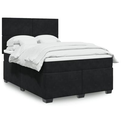 Boxspring met matras fluweel zwart 140x190 cm