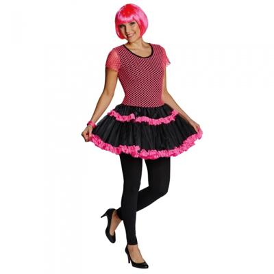 Jaren 80 jurkje visnet neon roze