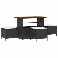 Tuinbankenset 14 pcs Zwart poly rattan - thumbnail