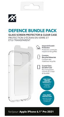 ZAGG iFrogz Defence Glass Screen Protector Compatibel voor iPhone 13 Pro, Bonus Clear Case, Duurzaam, Slank, Smudge Resistent, Gehard Glas, Helder