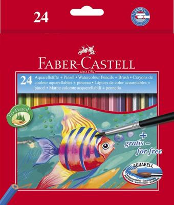 Faber Castell FC-114425 Aquarelpotlood Faber-Castell Etui A 24 Stuks + Penseel