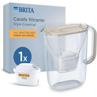 BRITA Waterfilterkan - Essentiële stijl zandfilter - 2,4 liter inhoud (1,4 liter gefilterd water) - 1 maand MAXTRA PRO EXPERT ANTI-KALK.