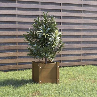 VidaXL Plantenbak 31x31x31 cm massief grenenhout honingbruin VidaXL Plantenbak 31x31x31 cm massief grenenhout honingbruin