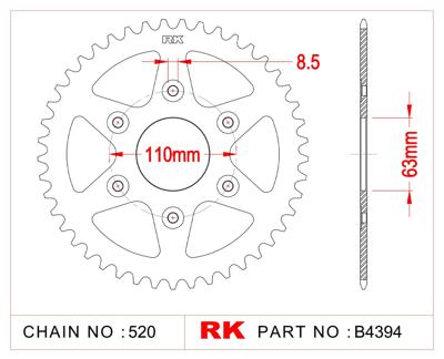 RK Chain wheel 520 45z steel black