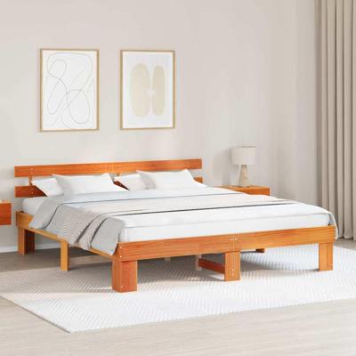 Bedframe met hoofdeinde Bruin 180 x 200 cm Massief grenenhout