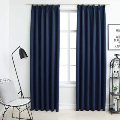 VidaXL Gordijnen verduisterend met haken 2 st 140x225 cm blauw VidaXL Gordijnen verduisterend met haken 2 st 140x225 cm blauw