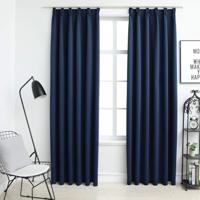 VidaXL Gordijnen verduisterend met haken 2 st 140x225 cm blauw - thumbnail