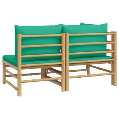 2-delige Loungeset met kussens bamboe groen - thumbnail