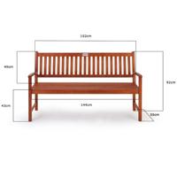 Tuinbank Maxima Eucalyptushout 152x55x90cm FSC-gecertificeerd - thumbnail