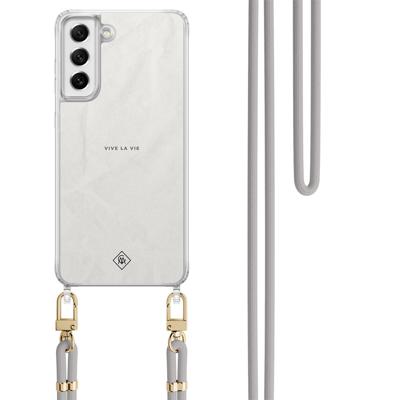 Samsung Galaxy S21 FE hoesje met grijs koord - Vive la vie