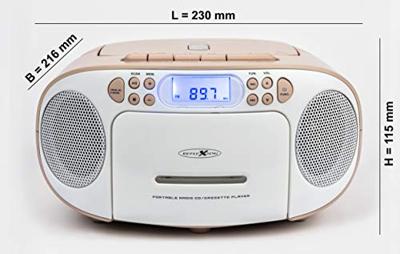 Reflexion RCR2260PK Radio/CD-speler VHF (FM) AUX, CD, Cassette Pink, Wit - thumbnail