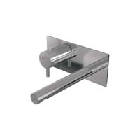 Inbouw Wastafelmengkraan Brauer Chrome Edition Coldstart Rechte Uitloop Korte Ronde Hendel Links Chroom Met Afdekplaat - thumbnail