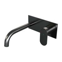 Inbouw Wastafelmengkraan Brauer Gunmetal Edition Coldstart Gebogen Uitloop Platte Hendel Rechts Geborsteld Gunmetal PVD Met Afdekplaat - thumbnail