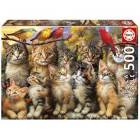 Puzzel - EDUCA - Kittens en Vogels - 500 stukjes - thumbnail