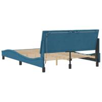 Bedframe met LED zonder matras "Hanko" fluweel blauw 140x190 cm - thumbnail