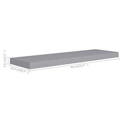 VidaXL Wandschappen zwevend 2 st 80x23,5x3,8 cm mdf grijs VidaXL Wandschappen zwevend 2 st 80x23,5x3,8 cm mdf grijs