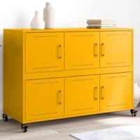 Dressoir 100,5x39x72 cm staal mosterdgeel - thumbnail