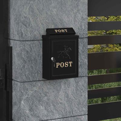 Wandgemonteerde brievenbus met opslag Zwart 29 x 13 x 41 cm