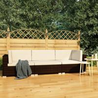 3-delige Loungeset met kussens poly rattan bruin - thumbnail