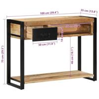 Wandtafel 100x35x75 cm massief ruw mangohout - thumbnail