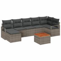 Tuinbankenset met kussen 8 pcs Grijs poly rattan - thumbnail