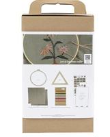 Creativ Company Hobbyset borduurwerk dusty groen borduurframe - thumbnail