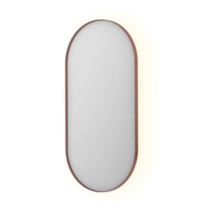 Spiegel INK SP21 Ovaal In Stalen Kader 50 x 4 x 100 cm Met Color Changing LED Verlichting Geborsteld Koper
