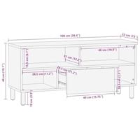 Tv-meubel 100x33x46 cm massief mangohout bruin - thumbnail