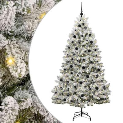 Kunstkerstboom met 300 LED Groen en Wit 210 cm PVC en Metaal