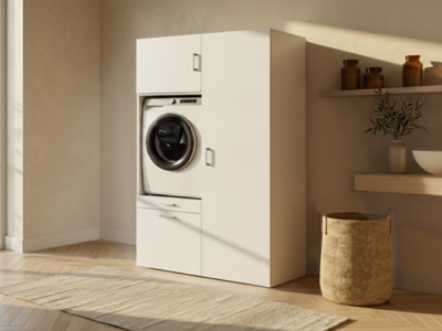 Kast WASHING 1 machine met kast 1 deur LARGE wit