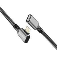 Logilink CUA0112 - USB 3.2 Gen1 Type-C verlengkabel met PD ondersteuning (PowerDelivery), stekker 90° hoek, kleur: zwart/grijs, kabellengte: 2 m - thumbnail
