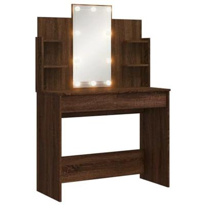 Kaptafel met LED-verlichting 96x40x142 cm bruin eikenkleur