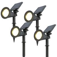 Set van 4 Bend PIR solar prikspots - Bewegingssensor en schemerschakelaar - 3000K warm wit - 2 lichtstanden - 300 lumen - 6-9 uur brandtijd - IP65 waterdicht - thumbnail
