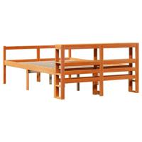 Bedframe met hoofdbord massief grenenhout wasbruin 120x200 cm - thumbnail