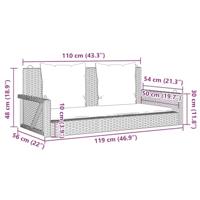 Schommelbank met kussens 119x56x48 cm poly rattan grijs - thumbnail