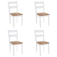 Eetkamerstoelen 4 st massief rubberwood wit - thumbnail