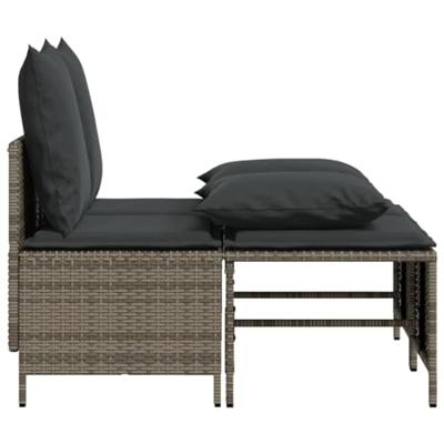 4-delige Loungeset met kussens poly rattan grijs 4-delige Loungeset met kussens poly rattan grijs