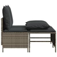 4-delige Loungeset met kussens poly rattan grijs - thumbnail