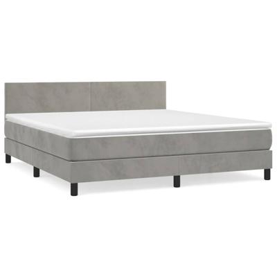 Boxspring met matras fluweel lichtgrijs 160x200 cm