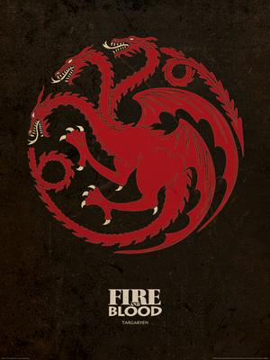Kunstdruk Game of Thrones - Targaryen 60x80cm