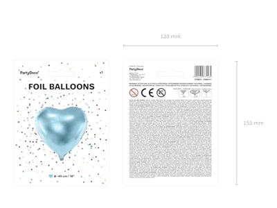 Folieballon Hart Metallic Blauw - 45 cm