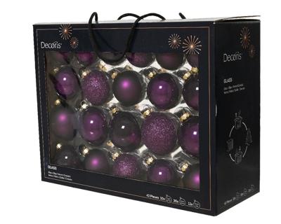 Glazen kerstballen in koffer vijg 42 st Decoris - Decoris