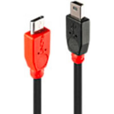 LINDY USB-kabel USB 2.0 USB Micro-B stekker, USB Mini-B stekker 2,00 m zwart met OTG-functie