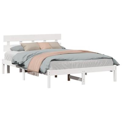 Bedframe met hoofdeinde Wit 160 x 200 cm Massief grenenhout Bedframe met hoofdeinde Wit 160 x 200 cm Massief grenenhout