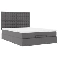 Ottoman bed met matras 140x190cm kunstleer grijs - thumbnail