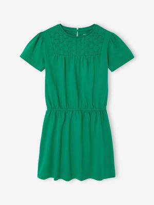 Meisjesjurk met macramé detail groen