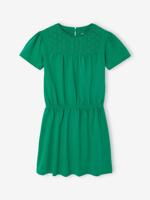 Meisjesjurk met macramé detail groen - thumbnail